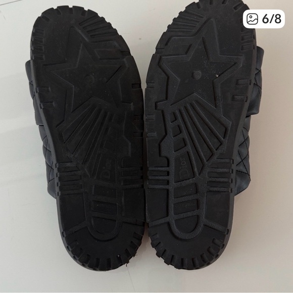 Dior Black Quilted Leather Cross-Strap Sandals with Natural Rope Trim - Picture 6 of 8